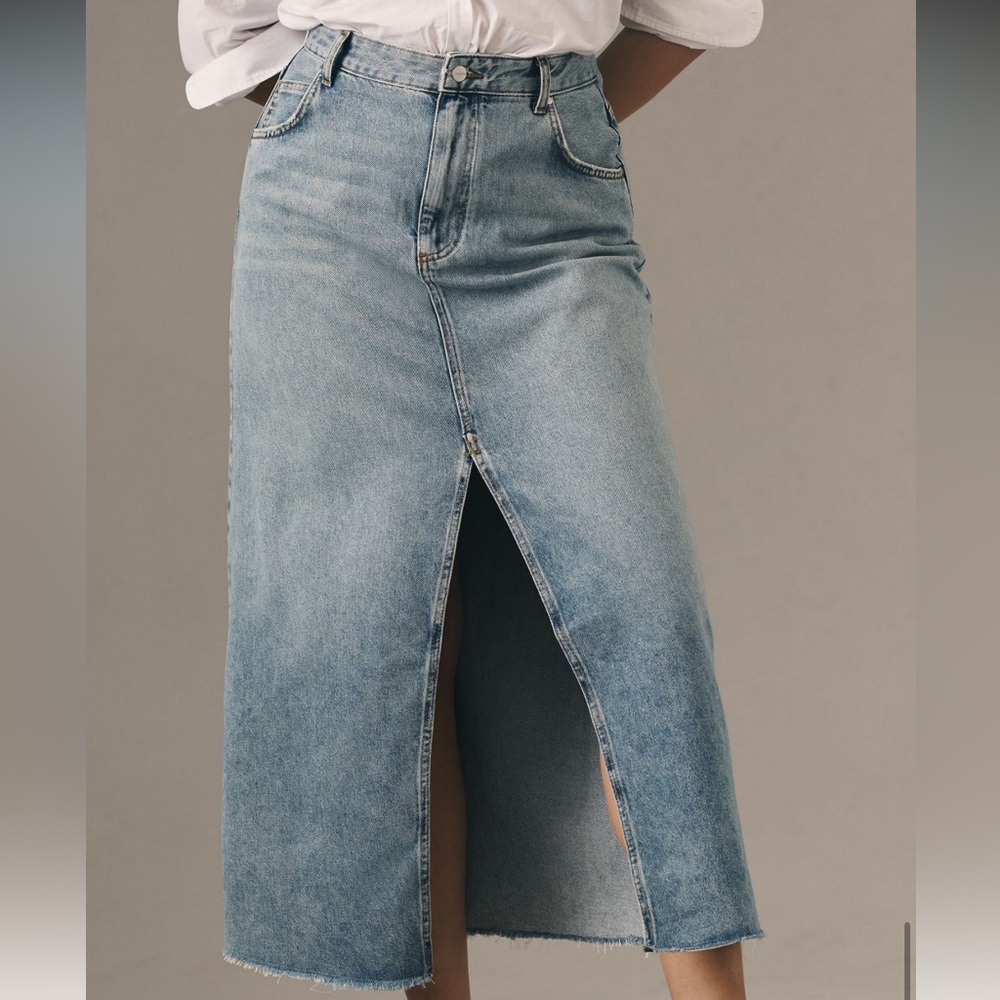 The Madi Front-Slit Denim Skirt